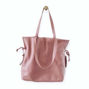 TOTE LE MONDE Roma Cinch Tote Bag, Blush Dusty Pink Pebbled Leather